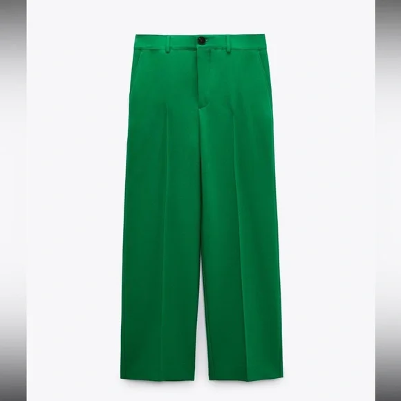 NWT ZARA HIGH WAISTED CROPPED STRAIGHT LEG PANTS - Picture 6 of 9
